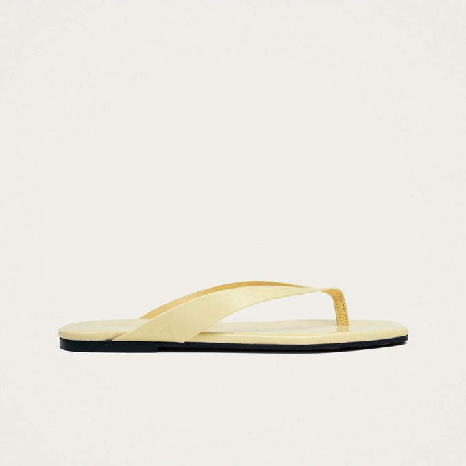 Ola Pale Yellow Leather Sandals from Alohas