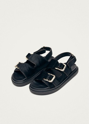 Harper Soft Black Leather Sandals from Alohas