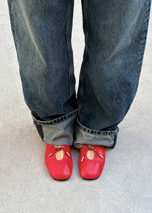 Rosalind Red Vegan Leather Ballet Flats from Alohas