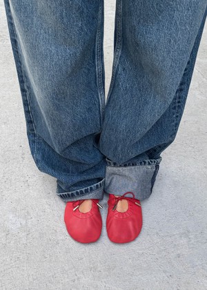 Rosalind Barefoot Red Leather Ballet Flats from Alohas