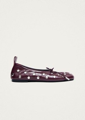 Rosalind All Studs Patent Burgundy Leather Ballet Flats from Alohas