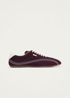 Tb.267 Welle Mesh Burgundy Leather Sneakers via Alohas