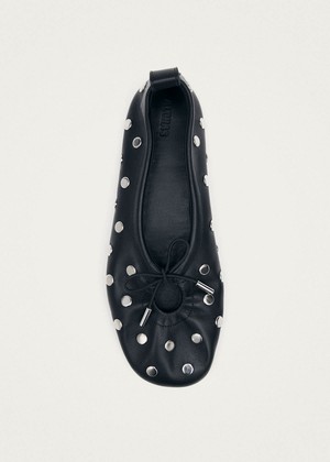 Rosalind All Studs Black Leather Ballet Flats from Alohas