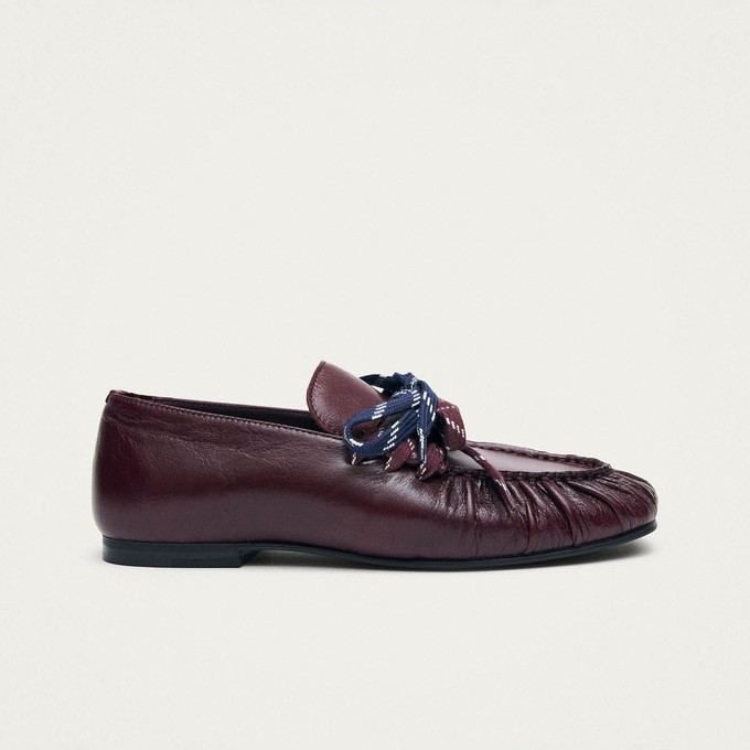 Aven Lace Rift Burgundy Leather Loafers from Alohas