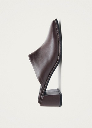 Lex Dark Chocolate Leather Mules from Alohas