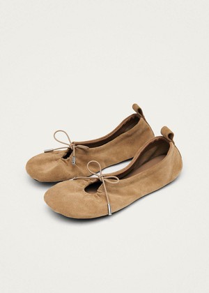 Rosalind Barefoot Suede Sand Leather Ballet Flats from Alohas