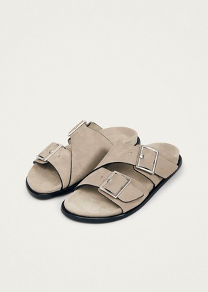 Alba Suede Beige Leather Sandals from Alohas