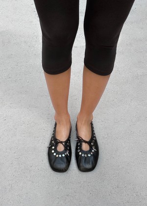 Rosalind Studs Vintage Effect Brown Leather Ballet Flats from Alohas