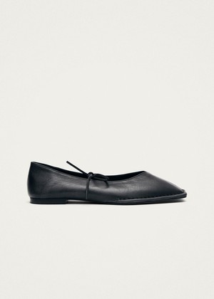 Sway Vintage Effect Black Leather Ballet Flats from Alohas