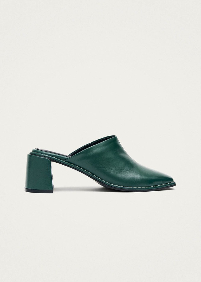 Lex Dark Green Leather Mules from Alohas