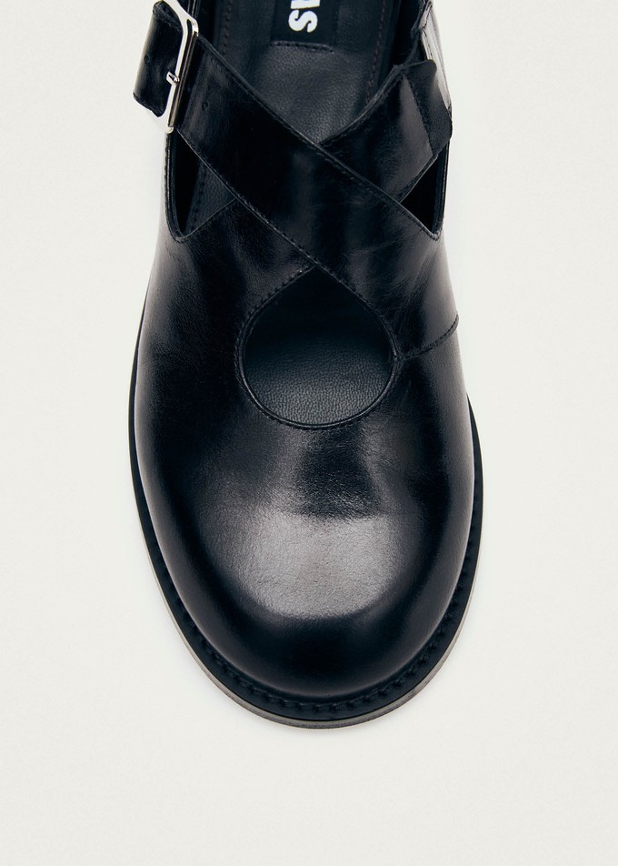 Marion Black Leather Ballet Flats from Alohas