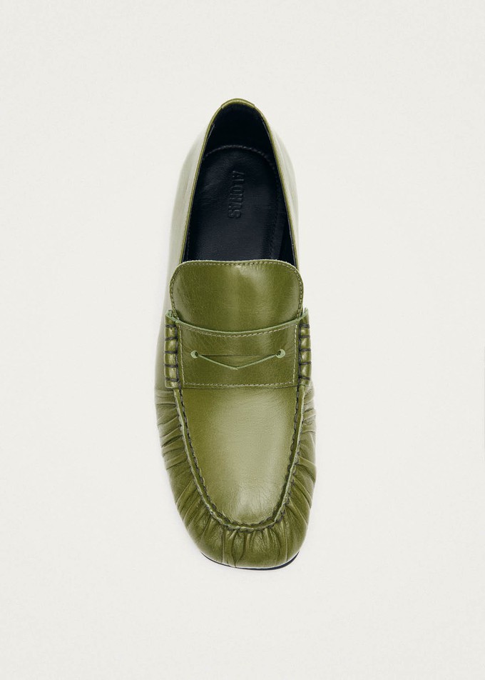 Aven Rift Green Leather Loafers from Alohas