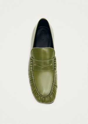 Aven Rift Green Leather Loafers from Alohas