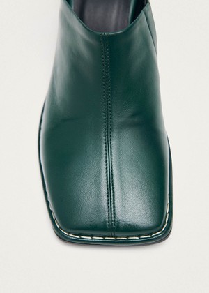 Lex Dark Green Leather Mules from Alohas