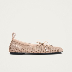 Rosalind Mesh Beige Leather Ballet Flats from Alohas