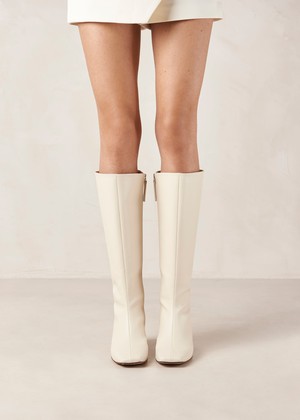 Chalk Warm White Vegan Leather Boots from Alohas