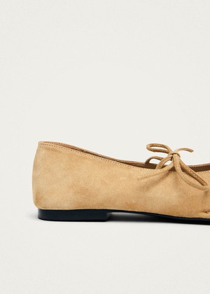 Sway Suede Beige Leather Ballet Flats from Alohas