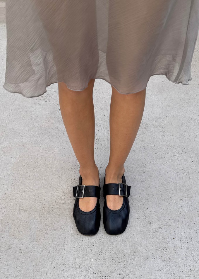 Sarea Black Leather Ballet Flats from Alohas