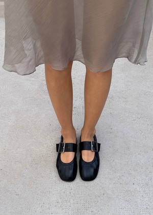 Sarea Black Leather Ballet Flats from Alohas