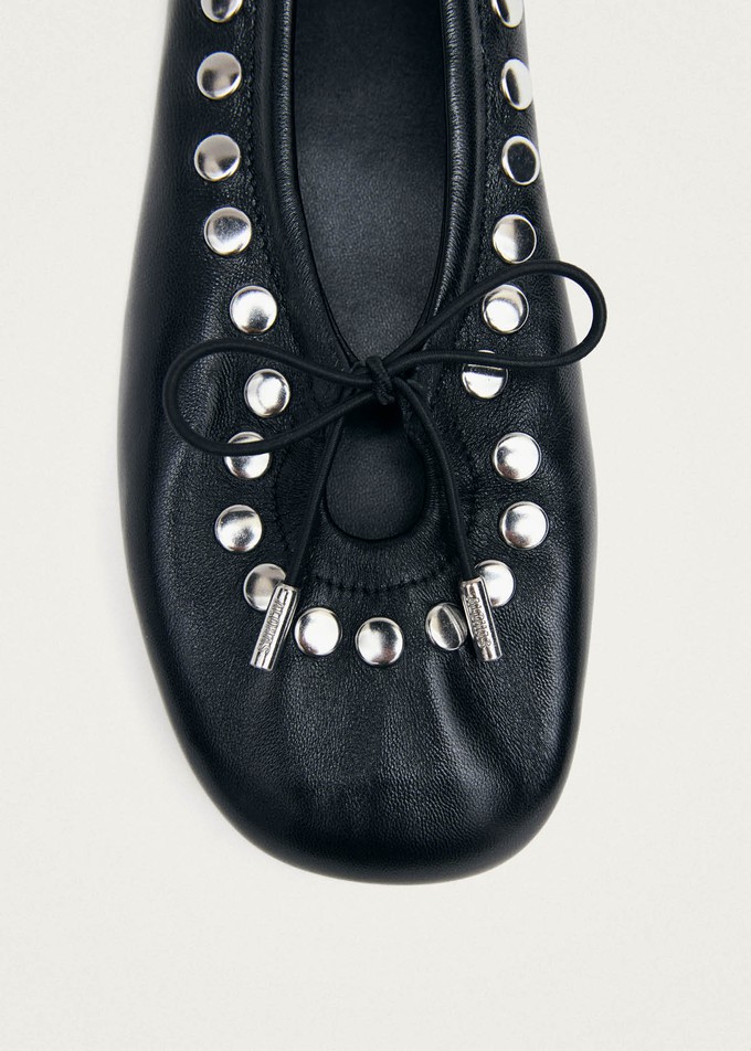Rosalind Studs Black Leather Ballet Flats from Alohas