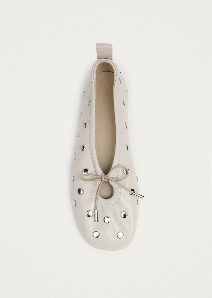 Rosalind All Studs Cream Leather Ballet Flats from Alohas