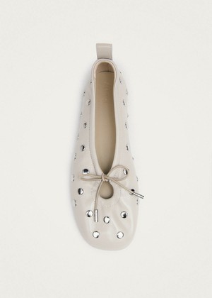 Rosalind All Studs Cream Leather Ballet Flats from Alohas
