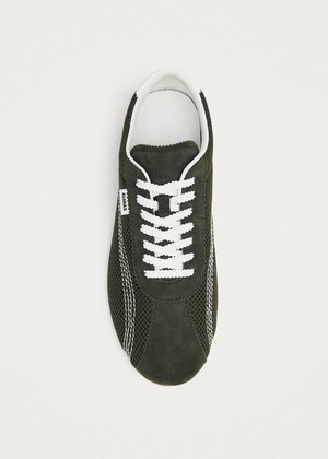 Tb.267 Welle Mesh Olive Green Leather Sneakers from Alohas