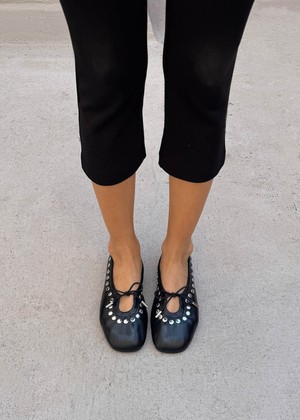 Rosalind Studs Black Leather Ballet Flats from Alohas