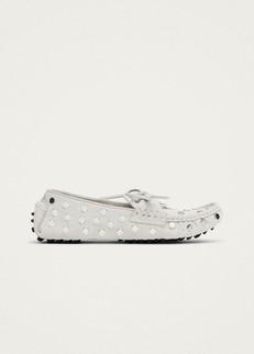 Calum Suede Cream Leather Loafers via Alohas