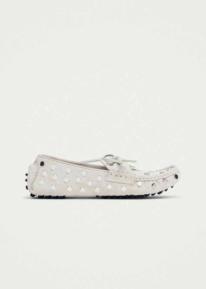 Calum Suede Cream Leather Loafers from Alohas