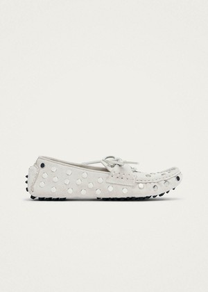 Calum Suede Cream Leather Loafers from Alohas