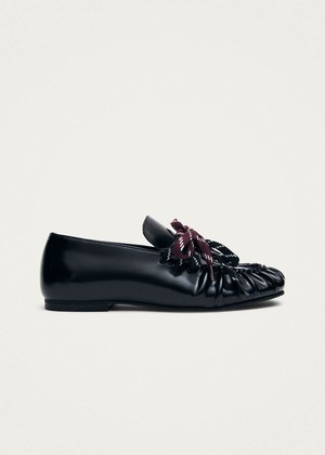 Aven Lace Black Leather Loafers from Alohas