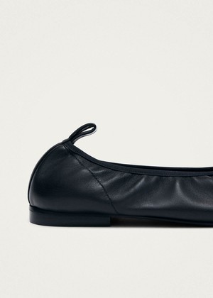 Elena Black Leather Ballet Flats from Alohas