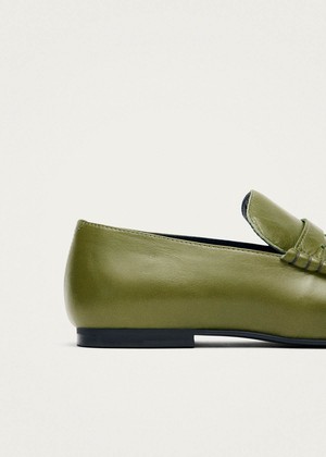 Aven Rift Green Leather Loafers from Alohas