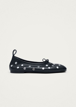 Rosalind All Studs Black Leather Ballet Flats from Alohas