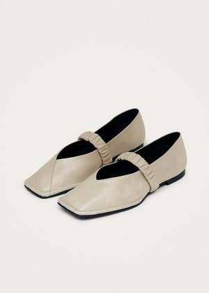 Lautan Cream Leather Ballet Flats from Alohas