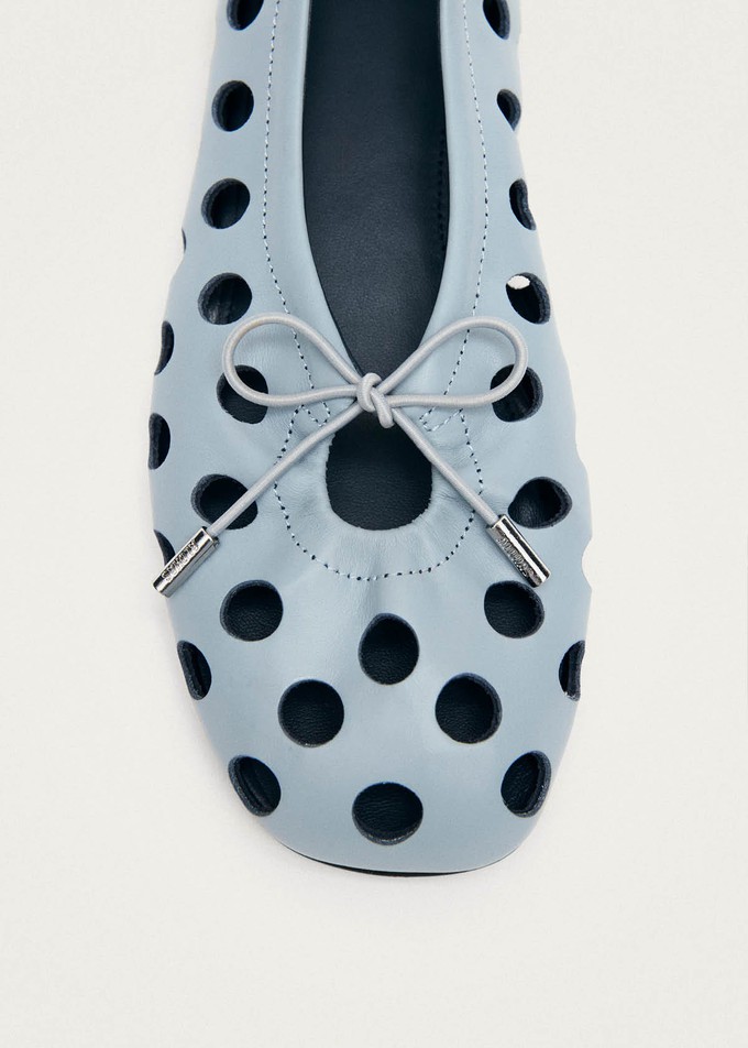 Rosalind Cut Out Blue Leather Ballet Flats from Alohas