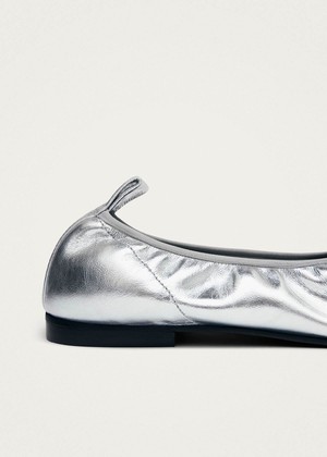 Elena Shimmer Silver Leather Ballet Flats from Alohas