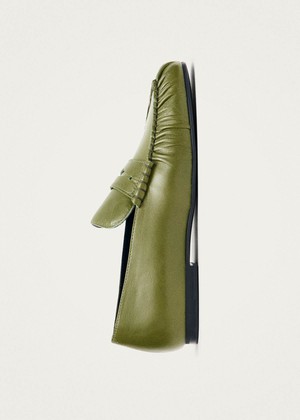 Aven Rift Green Leather Loafers from Alohas