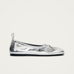 Rosalind Shimmer Silver Leather Ballet Flats from Alohas