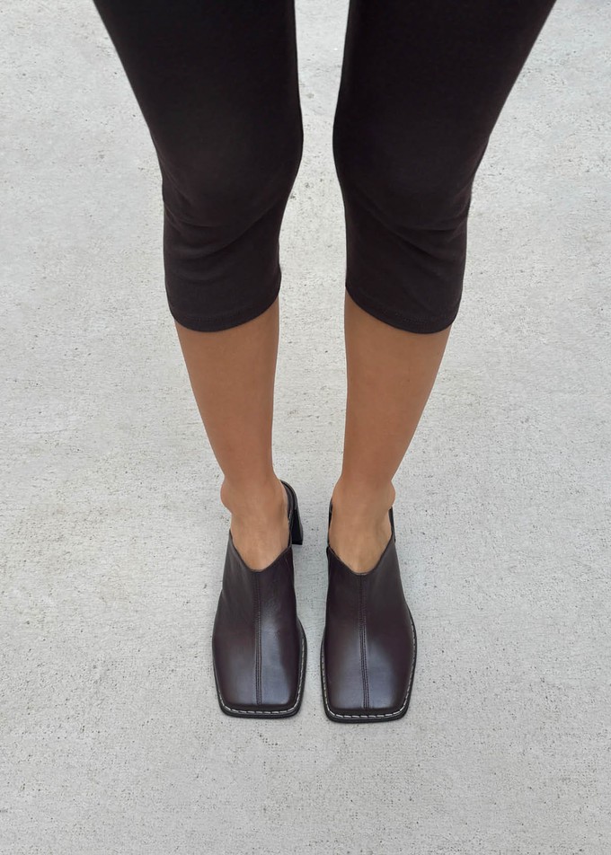 Lex Dark Chocolate Leather Mules from Alohas