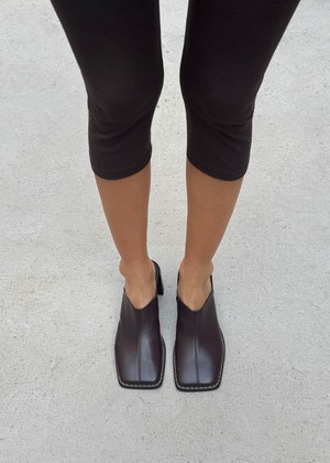 Lex Dark Chocolate Leather Mules from Alohas