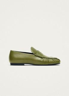 Aven Rift Green Leather Loafers via Alohas