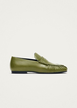 Aven Rift Green Leather Loafers from Alohas