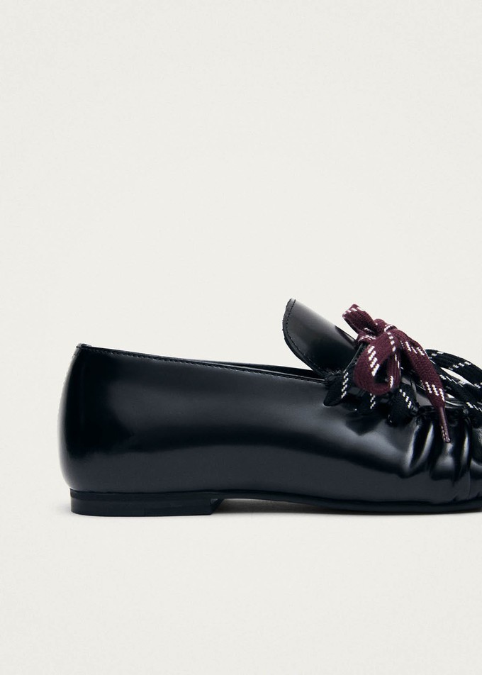 Aven Lace Black Leather Loafers from Alohas