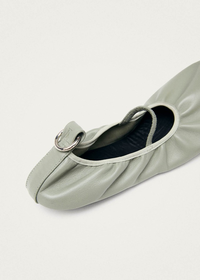 Naira Barefoot Green Leather Ballet Flats from Alohas