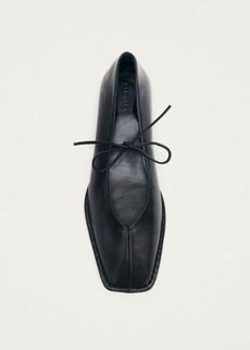 Sway Vintage Effect Black Leather Ballet Flats via Alohas