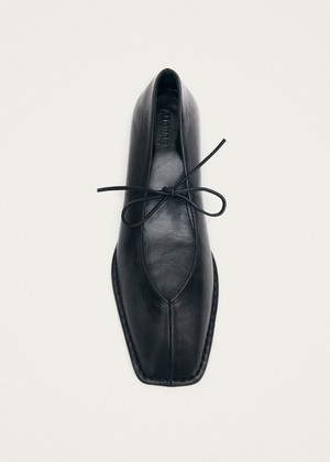 Sway Vintage Effect Black Leather Ballet Flats from Alohas
