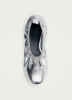 Elena Shimmer Silver Leather Ballet Flats via Alohas