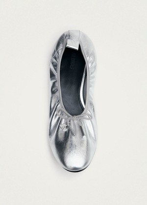 Elena Shimmer Silver Leather Ballet Flats from Alohas